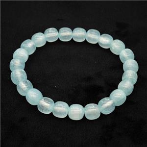 Blue Selenite Bracelet Stretchy Barrel, approx 8x8mm