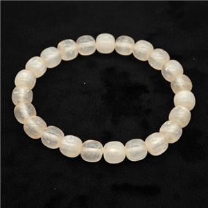 Lt.yellow Selenite Bracelet Stretchy Barrel, approx 8x8mm