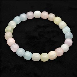 Selenite Bracelet Stretchy Barrel Multicolor, approx 8x8mm