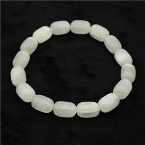 Whitegray Selenite Bracelet Stretchy Barrel, approx 8x12mm