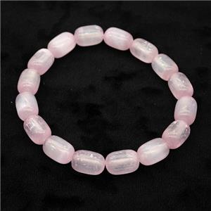 Pink Selenite Bracelet Stretchy Barrel, approx 8x12mm