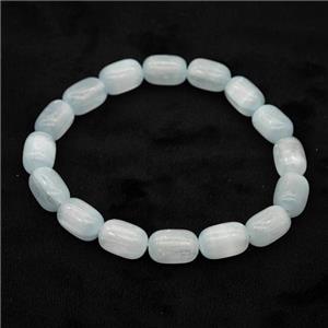 Blue Selenite Bracelet Stretchy Barrel, approx 8x12mm