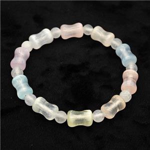 Selenite Bracelet Stretchy Bamboo Multicolor, approx 8x12mm