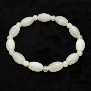 Whitegray Selenite Bracelet Stretchy Rice, approx 8x12mm