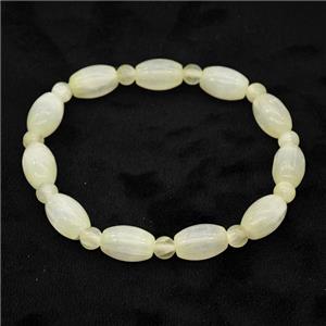 Lt.yellow Selenite Bracelet Stretchy Rice, approx 8x12mm