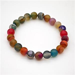 Natural Agate Bracelet Dye Smooth Round Stretchy, approx 8mm