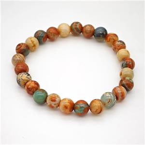 Fire Agate Bracelet Orange Smooth Round Stretchy, approx 8mm