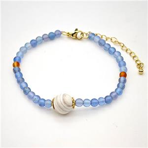 Blue Agate Bracelet Dye, approx 10mm, 4mm