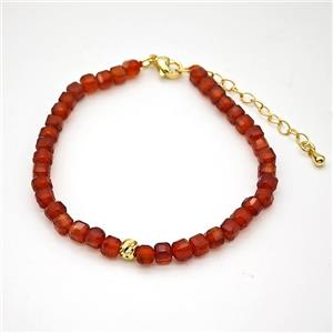 Red Agate Bracelet Dye, approx 4.5x4.5mm