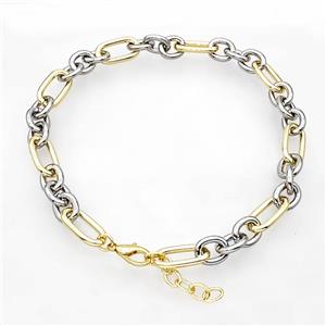 Aluminum Chain Necklace Gold Plated, approx 15-27mm, 14-17mm, 45cm length