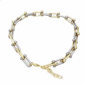 Aluminum Chain Necklace Gold Plated, approx 10-25mm, 45cm length