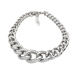 Aluminum Chain Necklace Platinum Plated, approx 12-30mm, 45cm length