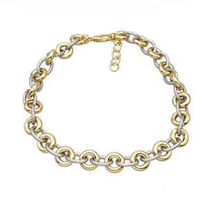 Aluminum Chain Necklace Gold Plated, approx 15mm, 13-17mm, 45cm length