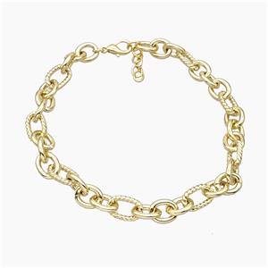 Aluminum Chain Necklace Gold Plated, approx 14-18mm, 14-22mm, 45cm length