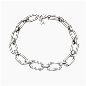 Aluminum Chain Necklace Platinum Plated, approx 16-30mm, 12-16mm, 45cm length