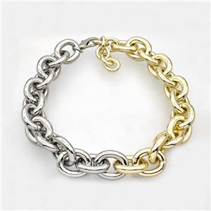 Aluminum Chain Necklace Gold Plated, approx 24-28mm, 45cm length