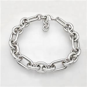 Aluminum Chain Necklace Platinum Plated, approx 24-28mm, 24-40mm, 45cm length