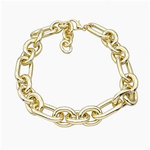 Aluminum Chain Necklace Gold Plated, approx 24-28mm, 24-40mm, 45cm length