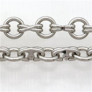 Alloy Chain, platinum plated, approx 13mm, 8-15mm