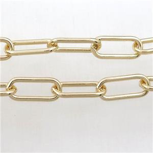 Brass paperclip chain, gold plated, approx 7-17mm