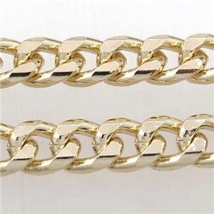 Alloy curb chain, gold plated, approx 9-11mm, 3mm thickness