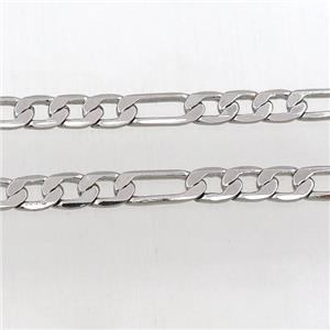 Copper chain, platinum plated, approx 6-9mm, 6-14mm