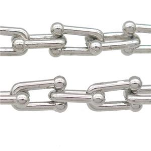 Alloy U-shape Chain, platinum plated, approx 6-11mm