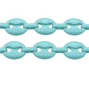 Alloy Chain with fire teal lacquered, pignose, approx 11-14mm