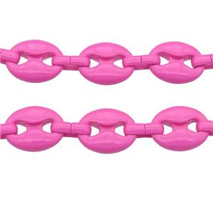 Alloy Chain with fire hotpink lacquered, pignose, approx 11-14mm