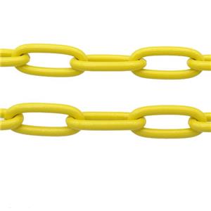 Alloy Paperclip Chain with fire yellow lacquered, approx 8-17mm