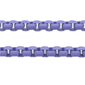 stainless Iron Box Chain with fire lavender lacquered, approx 3mm