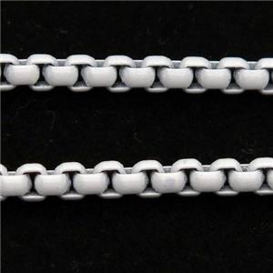 stainless Iron Box Chain with fire white lacquered, approx 4mm