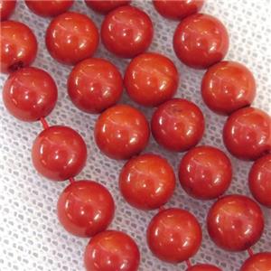 Natural Red Coral Beads Smooth Round, approx 6mm dia