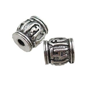 tibetan tube zinc beads, antique silver, approx 11.5mm