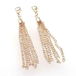 Iron Chain Tassel Pendant, rose gold, approx 70mm length