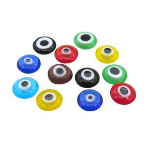 Lampwork Glass Evil Eye Beads without hole, mixed color, approx 8mm dia