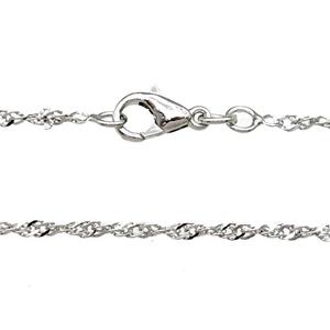 Copper Necklace Chain Unfaded Platinum Plated, approx 1.6mm, 42cm length