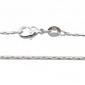 Copper Necklace Chain Unfaded Platinum Plated, approx 1.2mm, 42cm length