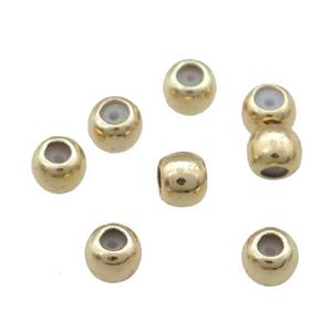 Copper Round Beads Unfaded Light Gold Plated, approx 3mm