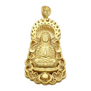 Copper Buddha Pendant Unfaded Duck Gold, approx 32-57mm, 9-11mm, 5mm hole