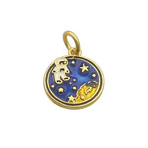 Alloy Astronaut Sky Pendant Blue Enamel Duck Gold, approx 14mm dia