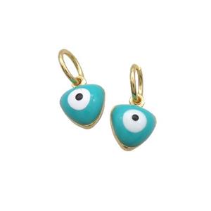 Copper Heart Pendant Eye Teal Enamel Gold Plated, approx 7mm