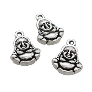 Tibetan Style Buddha Pendant Zinc Antique Silver, approx 14-15mm