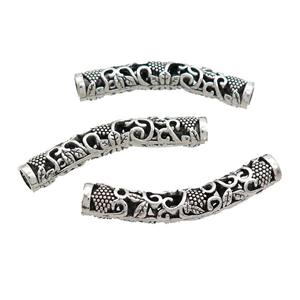 Tibetan Style Zinc Tube Beads Curved Large Hole Antique Silver, approx 8-48mm, 5mm hole