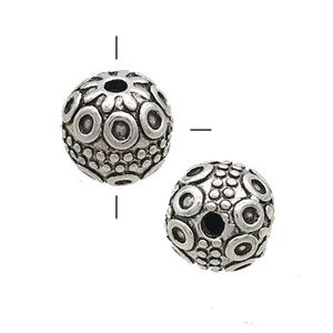 Tibetan Style Zinc Guru Beads Round THole Antique Silver, approx 12mm