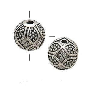 Tibetan Style Zinc Guru Beads Round THole Antique Silver, approx 15mm