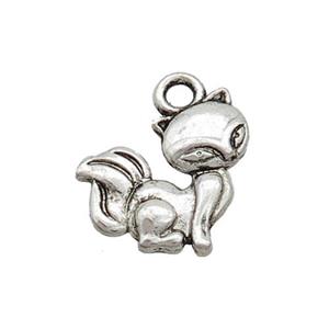 Tibetan Style Zinc Fox Charms Pendant Animals Antique Silver, approx 13-14mm