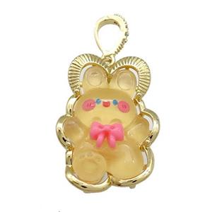 Yellow Acrylic Rabbit Pendant Gold Plated, approx 20-30mm