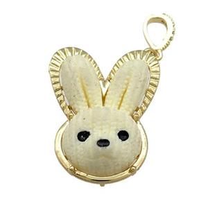 Khaki Resin Rabbit Pendant Gold Plated, approx 25-32mm