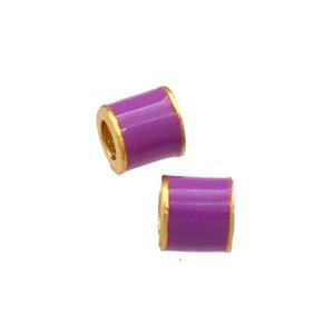 Copper Tube Beads Purple Cloisonne Large Hole 18K Gold Plated, approx 4mm, 2mm hole